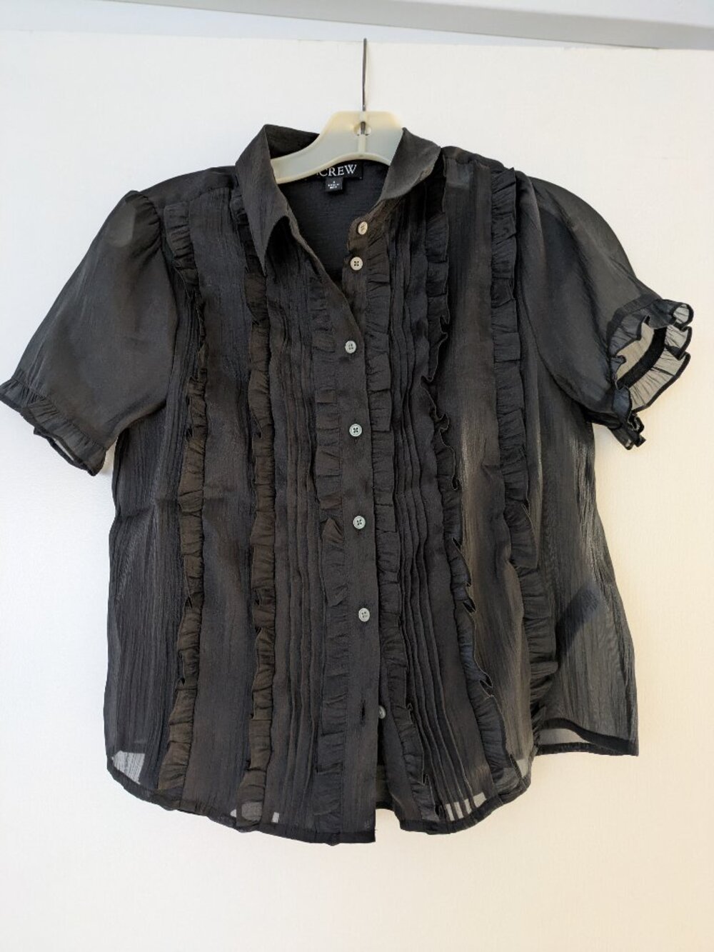 J. Crew Sheer Ruffle-trim Button-up Top sz 2